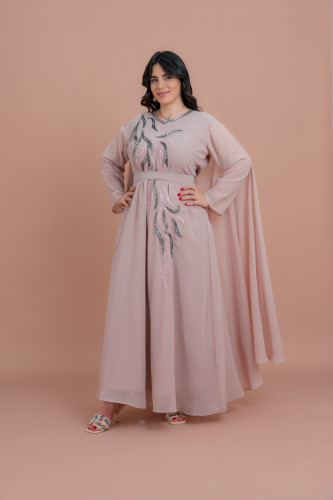 Belted Elegant 2-Piece Kaftan IKS503 Pink