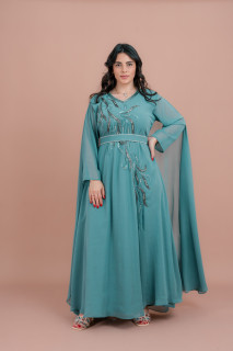 Belted Elegant 2-Piece Kaftan IKS503 Grey image
