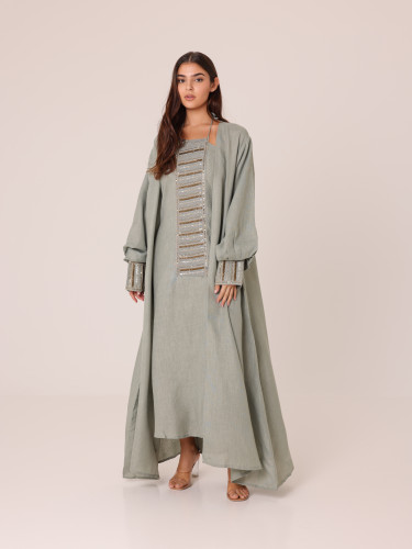 2 Piece Outfit Luxury Sequins Stripes Details IN9151 Green
