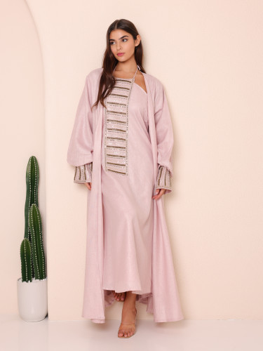 2 Piece Outfit Luxury Sequins Stripes Details IN9151 Pink