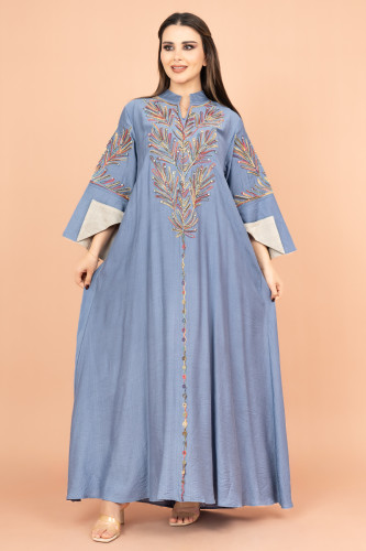 Crystal-Embellished Embroidered Jalabiya IK4001