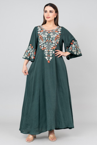 Floral Majesty Embroidered Jalabiya IK3006