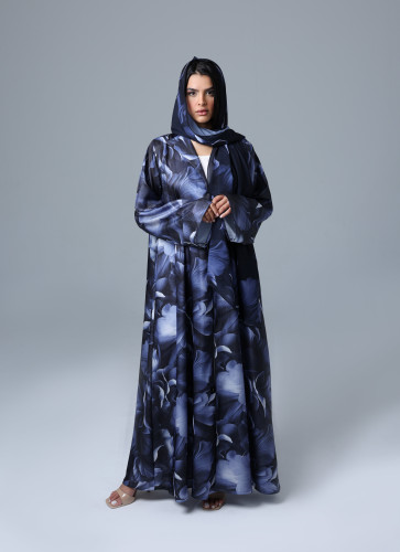 Floral Prints Blue Haze Abaya ABY1166