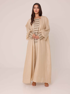 2 Piece Outfit Luxury Sequins Stripes Details IN9151 Beige image