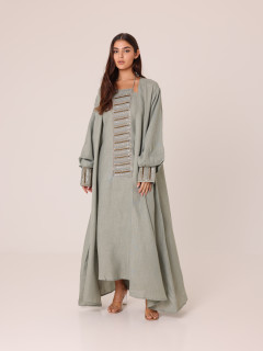 2 Piece Outfit Luxury Sequins Stripes Details IN9151 Green image