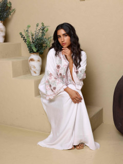 Modern Embroidered Jalabiya IK4013 White image